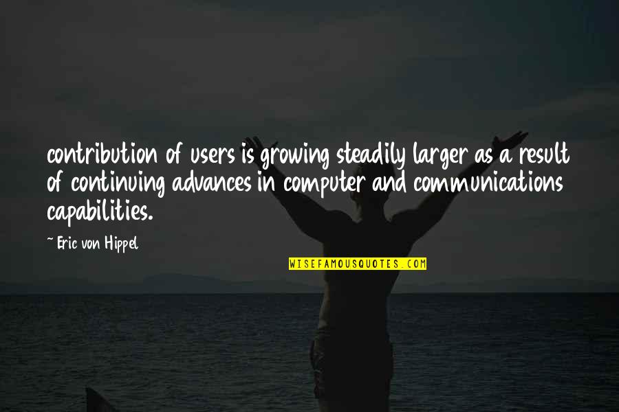 Consulships Quotes By Eric Von Hippel: contribution of users is growing steadily larger as