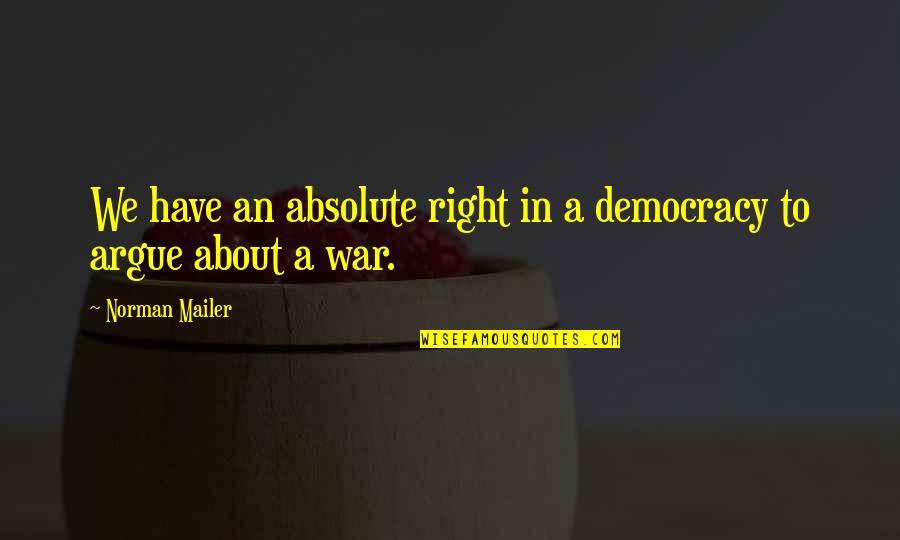 Consultative Quotes By Norman Mailer: We have an absolute right in a democracy