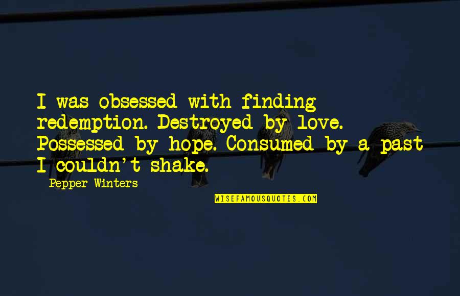 Consumed By Love Quotes By Pepper Winters: I was obsessed with finding redemption. Destroyed by