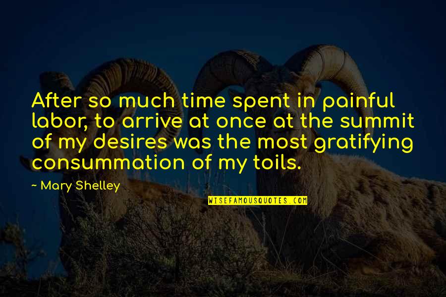 Consummation Quotes By Mary Shelley: After so much time spent in painful labor,
