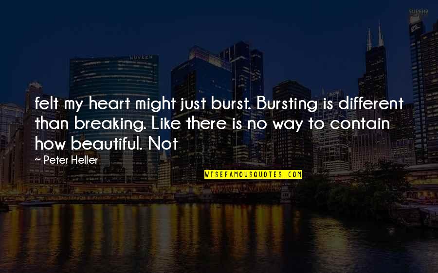 Contain Quotes By Peter Heller: felt my heart might just burst. Bursting is