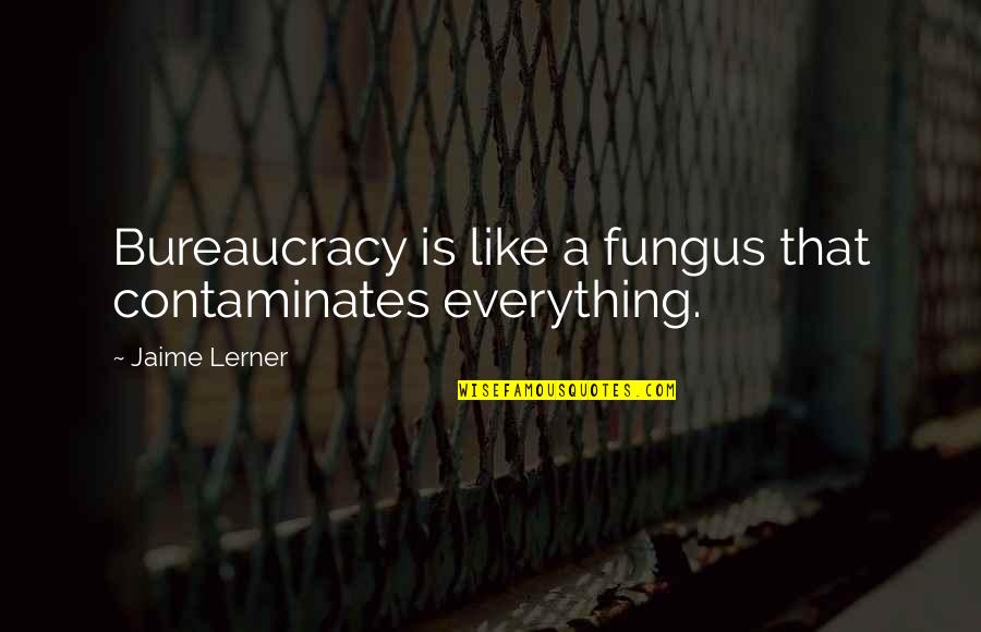 Contaminates Quotes By Jaime Lerner: Bureaucracy is like a fungus that contaminates everything.