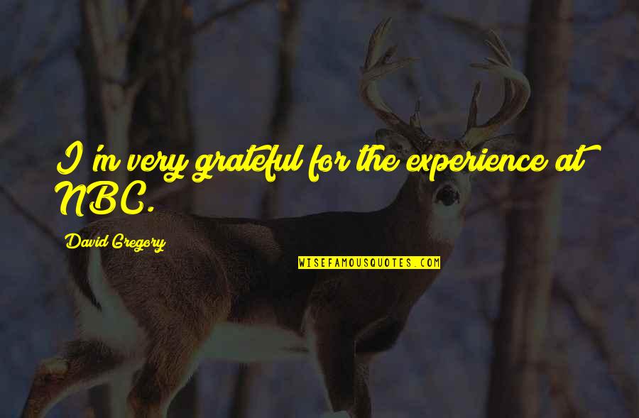 Contantly Quotes By David Gregory: I'm very grateful for the experience at NBC.