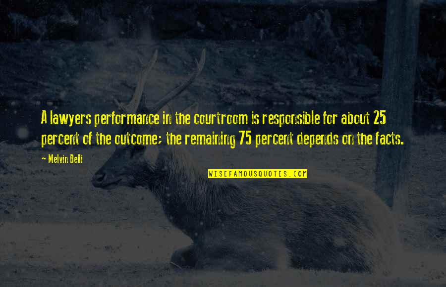 Contemplare Et Contemplata Quotes By Melvin Belli: A lawyers performance in the courtroom is responsible Contemplare Et Contemplata Quotes By Melvin Belli: A lawyers performance in the courtroom is responsible