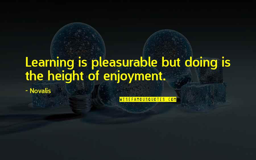 Contemplare Monjas Quotes By Novalis: Learning is pleasurable but doing is the height