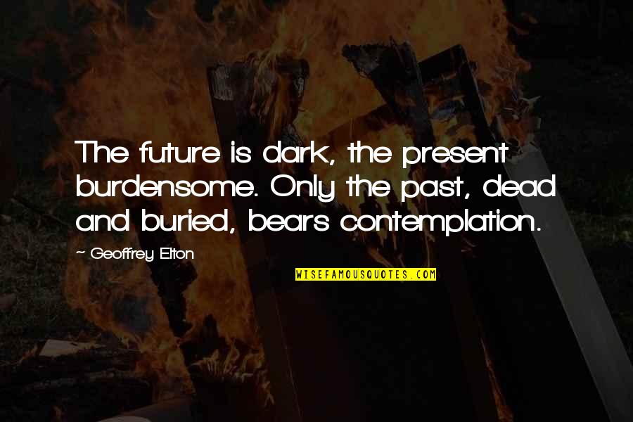 Contemplation's Quotes By Geoffrey Elton: The future is dark, the present burdensome. Only