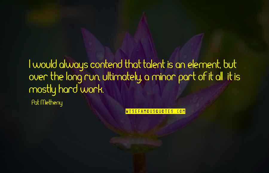 Contend Quotes By Pat Metheny: I would always contend that talent is an