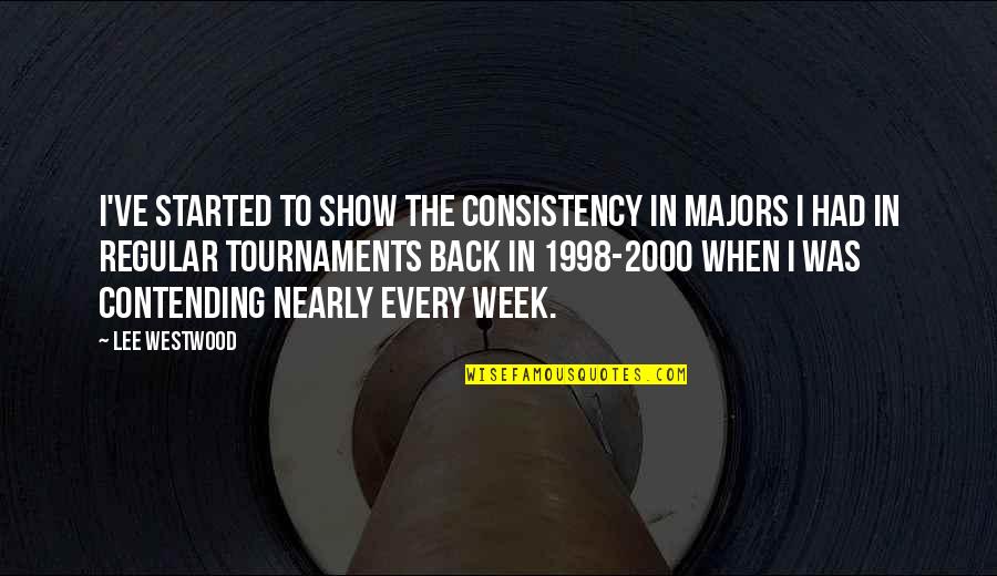 Contending Quotes By Lee Westwood: I've started to show the consistency in majors Contending Quotes By Lee Westwood: I've started to show the consistency in majors