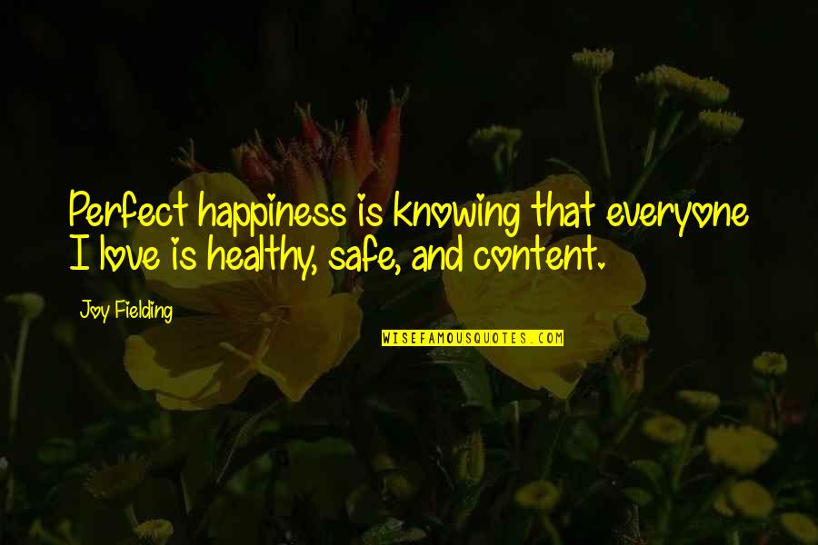 Content With Love Quotes By Joy Fielding: Perfect happiness is knowing that everyone I love