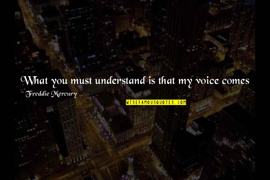 Contentions Commentary Quotes By Freddie Mercury: What you must understand is that my voice