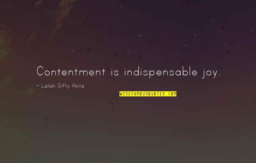 Contentment In Life Quotes By Lailah Gifty Akita: Contentment is indispensable joy.