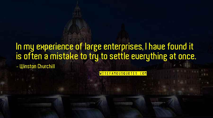Contenus Masqu S Quotes By Winston Churchill: In my experience of large enterprises, I have