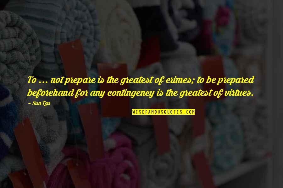 Contingency's Quotes By Sun Tzu: To ... not prepare is the greatest of