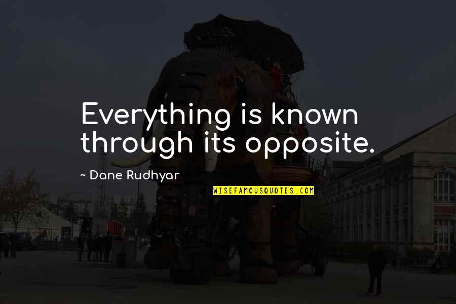 Continong Quotes By Dane Rudhyar: Everything is known through its opposite.