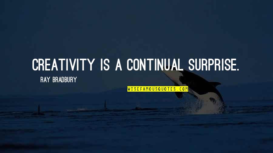 Continual Quotes By Ray Bradbury: Creativity is a continual surprise.