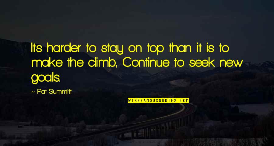Continue The Climb Quotes By Pat Summitt: It's harder to stay on top than it