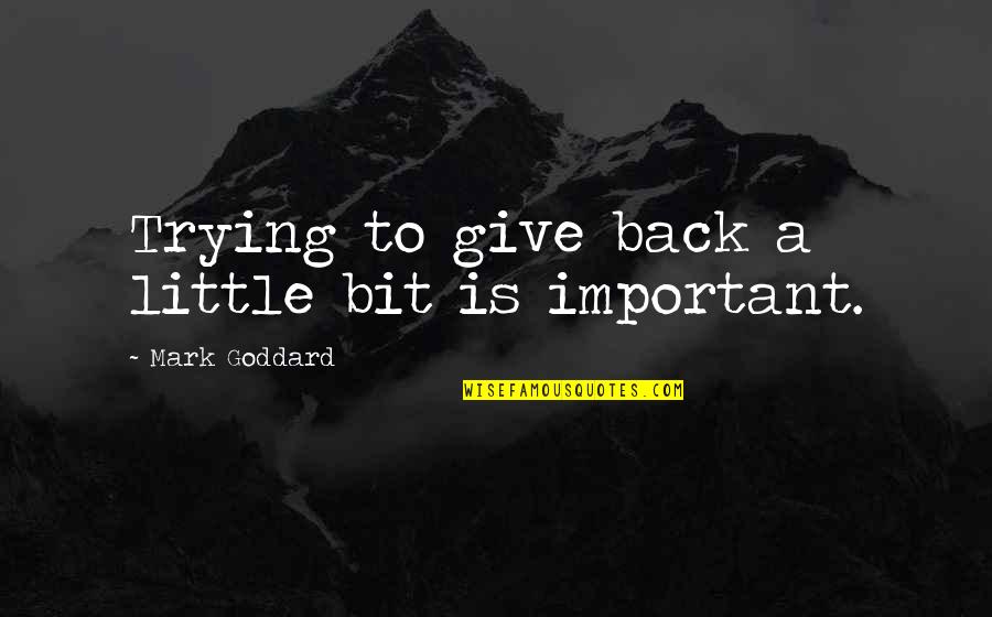 Continue To Work Hard Quotes By Mark Goddard: Trying to give back a little bit is