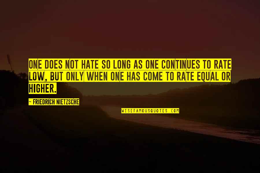 Continues Quotes By Friedrich Nietzsche: One does not hate so long as one