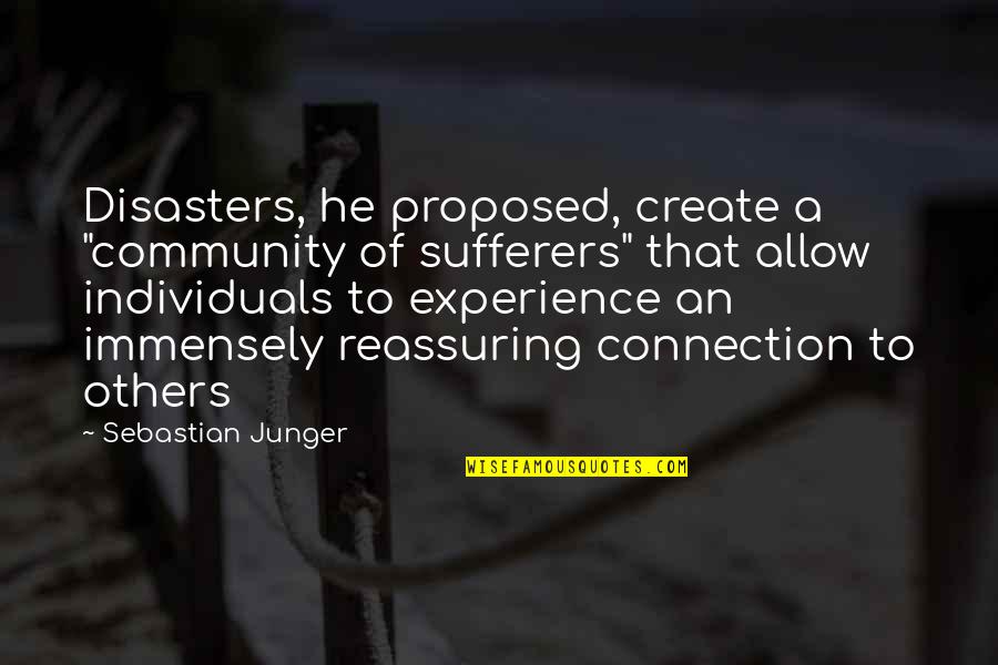 Contohnya Memory Quotes By Sebastian Junger: Disasters, he proposed, create a "community of sufferers" Contohnya Memory Quotes By Sebastian Junger: Disasters, he proposed, create a "community of sufferers"
