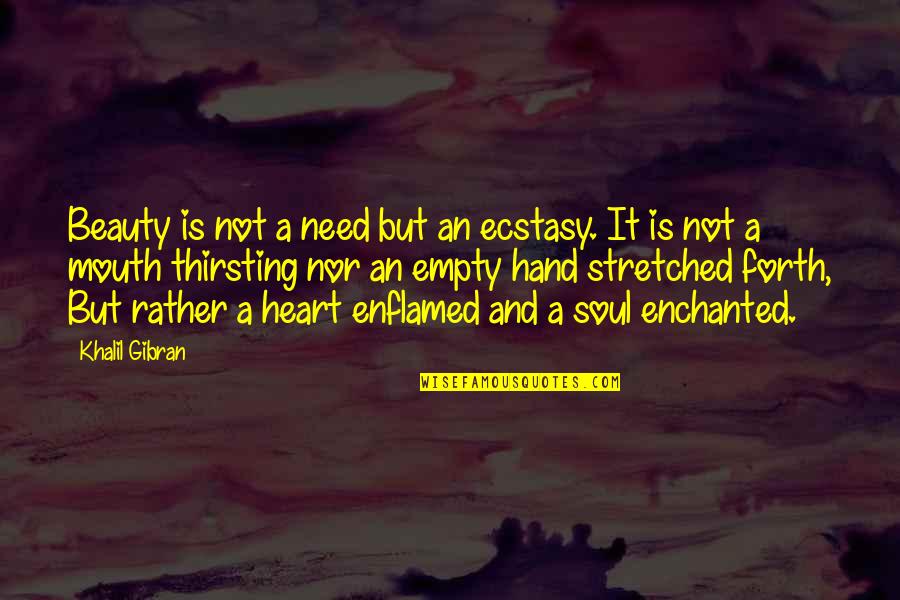 Contrabandista Quotes By Khalil Gibran: Beauty is not a need but an ecstasy.