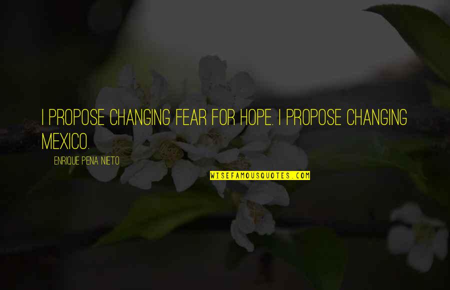 Contrabass Quotes By Enrique Pena Nieto: I propose changing fear for hope. I propose