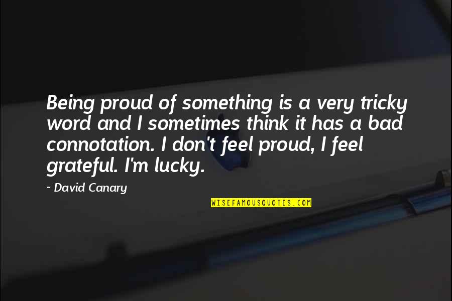 Contracorriente Hn Quotes By David Canary: Being proud of something is a very tricky Contracorriente Hn Quotes By David Canary: Being proud of something is a very tricky