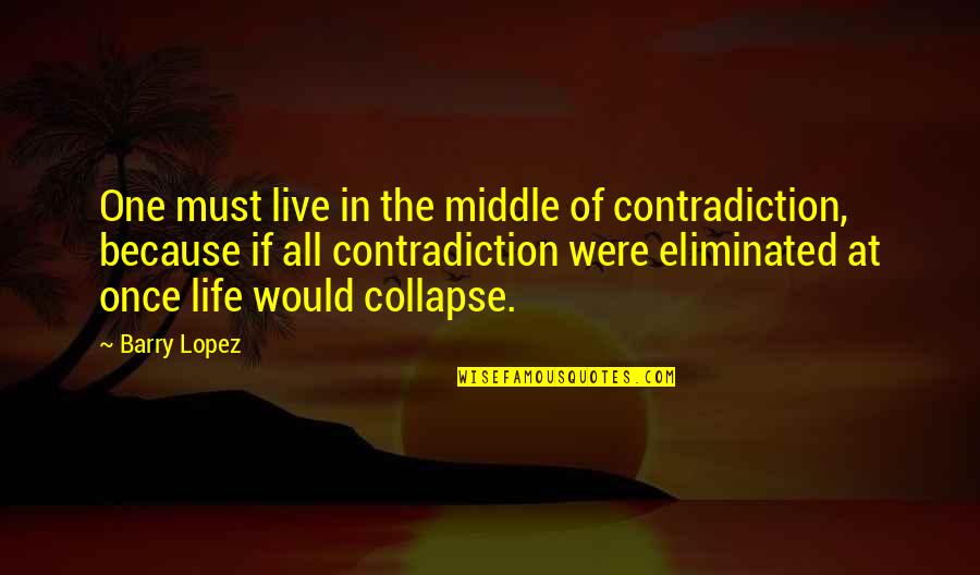 Contradiction In Life Quotes By Barry Lopez: One must live in the middle of contradiction,