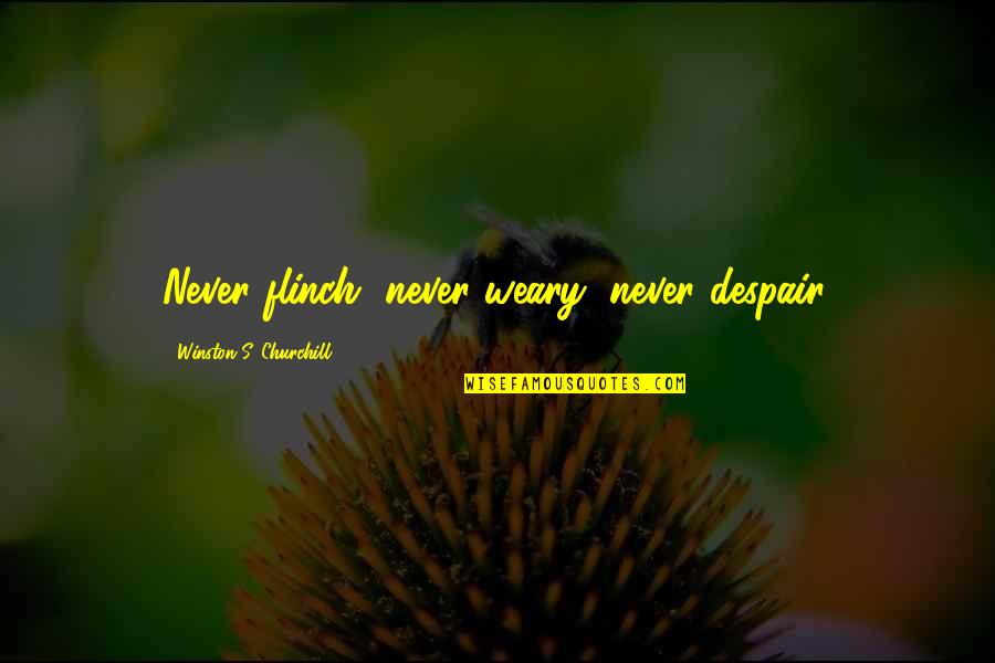 Contradistinction Wiki Quotes By Winston S. Churchill: Never flinch, never weary, never despair.