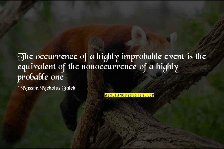 Contreet Quotes By Nassim Nicholas Taleb: The occurrence of a highly improbable event is