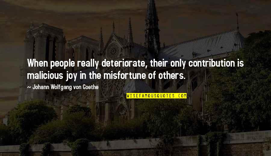 Contribution Quotes By Johann Wolfgang Von Goethe: When people really deteriorate, their only contribution is