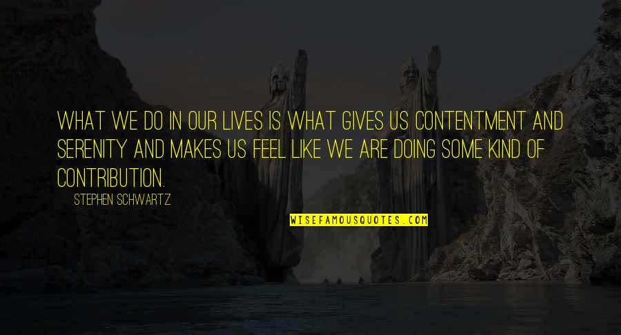 Contribution Quotes By Stephen Schwartz: What we do in our lives is what