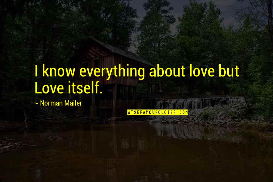 Contributive Liberty Quotes By Norman Mailer: I know everything about love but Love itself. Contributive Liberty Quotes By Norman Mailer: I know everything about love but Love itself.