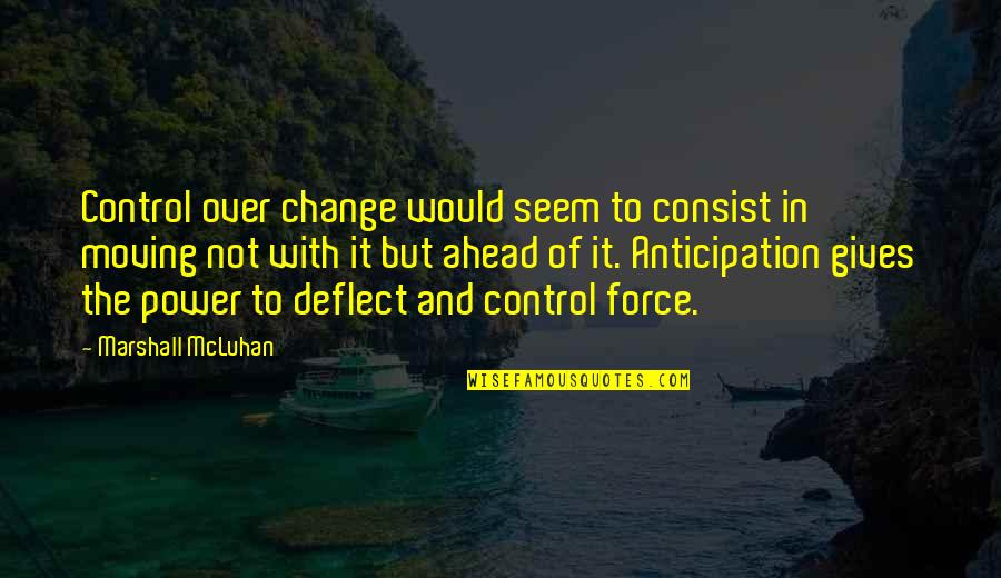 Control And Change Quotes By Marshall McLuhan: Control over change would seem to consist in