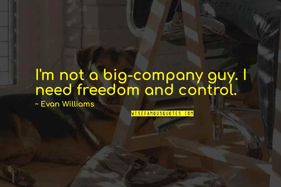Control And Freedom Quotes By Evan Williams: I'm not a big-company guy. I need freedom