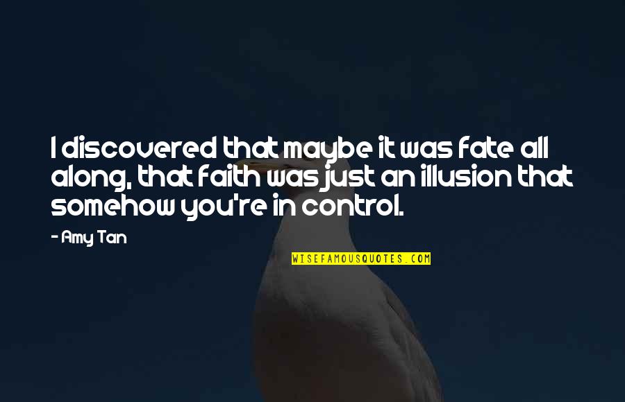 Control Is An Illusion Quotes By Amy Tan: I discovered that maybe it was fate all