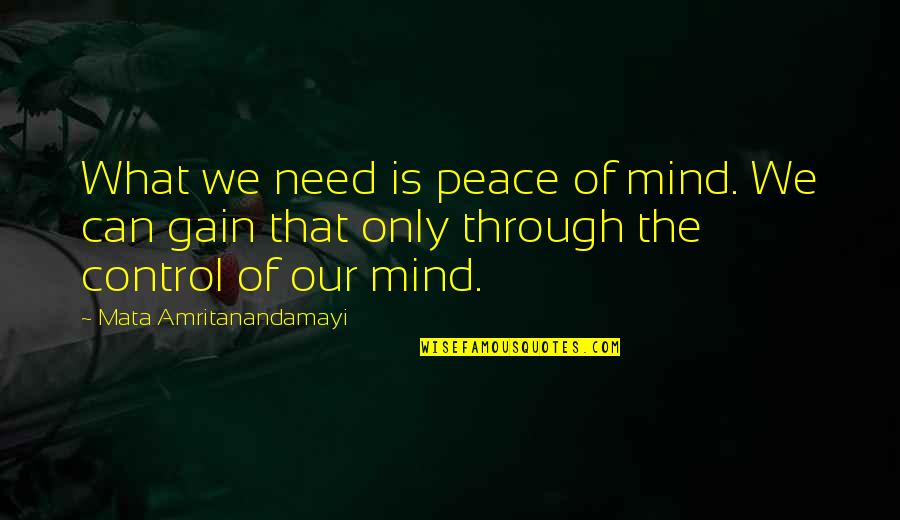 Control Of The Mind Quotes By Mata Amritanandamayi: What we need is peace of mind. We