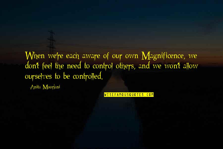 Control Others Quotes By Anita Moorjani: When we're each aware of our own Magnificence,