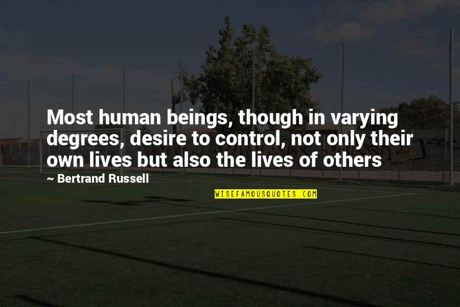 Control Others Quotes By Bertrand Russell: Most human beings, though in varying degrees, desire