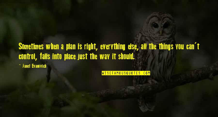 Control The Things That I Can Quotes By Janet Evanovich: Sometimes when a plan is right, everything else,