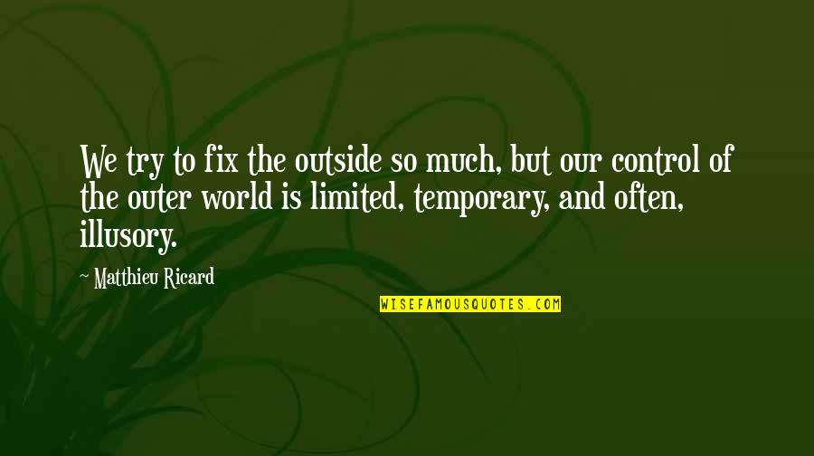Control The World Quotes By Matthieu Ricard: We try to fix the outside so much,