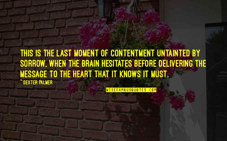 Control Your Heart Quotes By Dexter Palmer: This is the last moment of contentment untainted