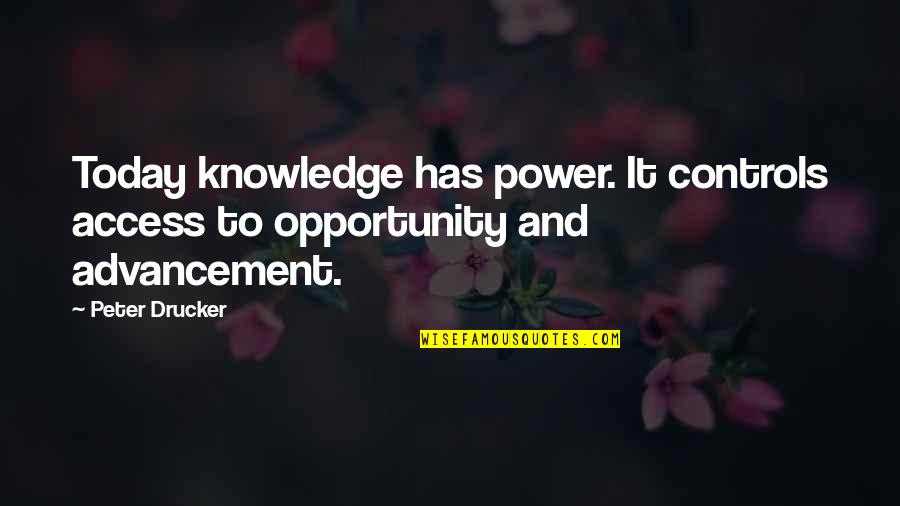 Controls Quotes By Peter Drucker: Today knowledge has power. It controls access to