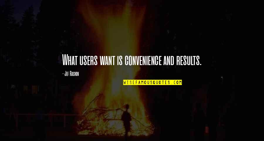 Convenience Quotes By Jef Raskin: What users want is convenience and results.