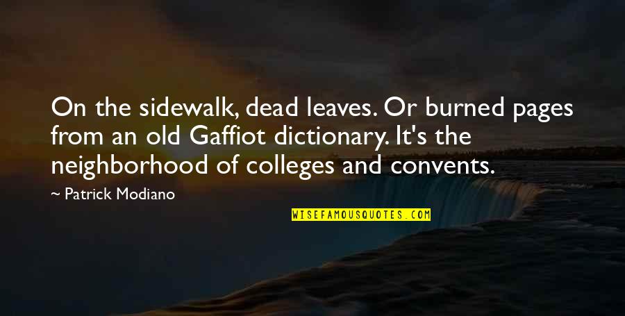 Convents Quotes By Patrick Modiano: On the sidewalk, dead leaves. Or burned pages