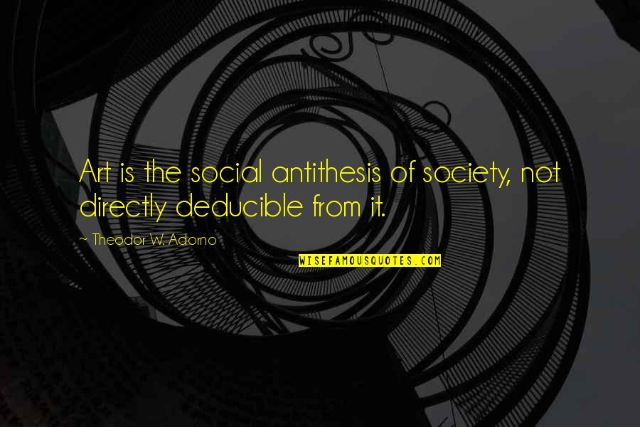 Converation Quotes By Theodor W. Adorno: Art is the social antithesis of society, not