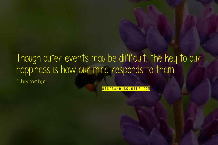 Convienced Quotes By Jack Kornfield: Though outer events may be difficult, the key