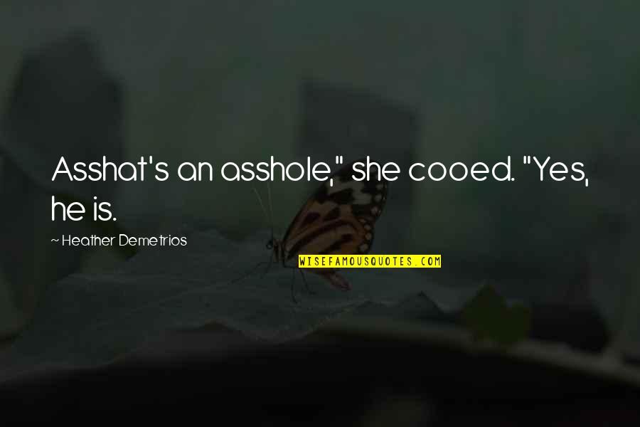 Cooed Quotes By Heather Demetrios: Asshat's an asshole," she cooed. "Yes, he is.