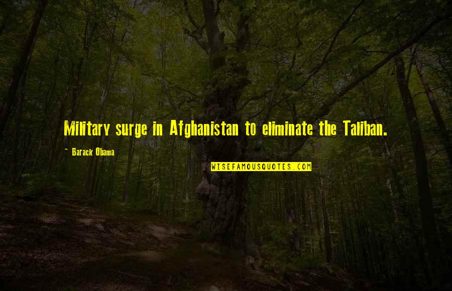 Cook And Clean Quotes By Barack Obama: Military surge in Afghanistan to eliminate the Taliban.
