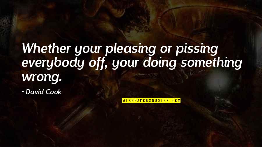 Cook Off Quotes By David Cook: Whether your pleasing or pissing everybody off, your