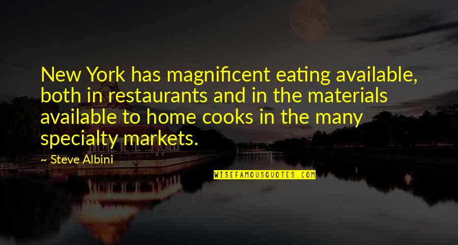 Cooks Quotes By Steve Albini: New York has magnificent eating available, both in